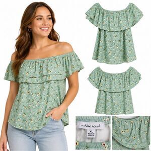 White Birch XL Floral Top